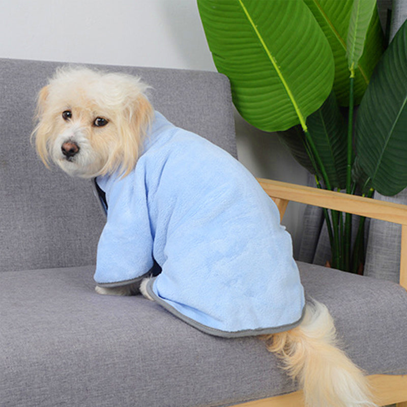CareHaven microfiber pet bath towel for dogs and cats, quick-drying and soft with absorbent, plush fabric in blue color.