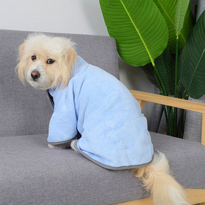 CareHaven microfiber pet bath towel for dogs and cats, quick-drying and soft with absorbent, plush fabric in blue color.