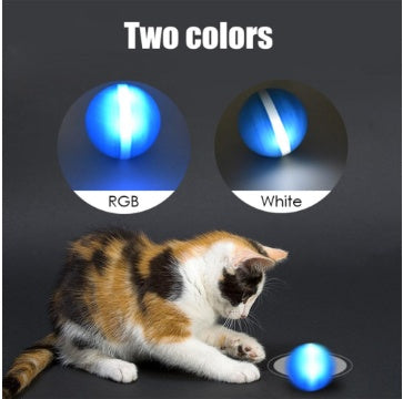 CareHaven Smart Pet Ball, interactive USB-charging toy for dogs and cats, shown in colorful design on a white background.