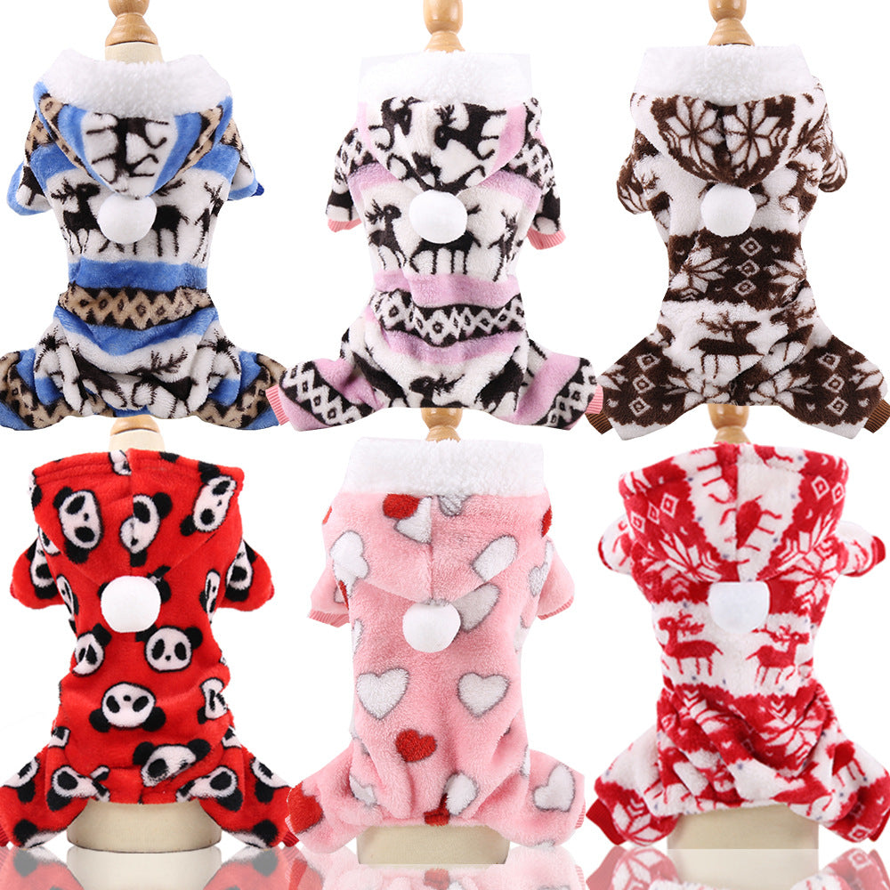 Cross-Border Pet Dog Clothes, Cat Autumn and Winter Four-Legged Cotton Coat, Cartoon Transformation Clothing, Cat Clothing, Dog Clothing Supplies