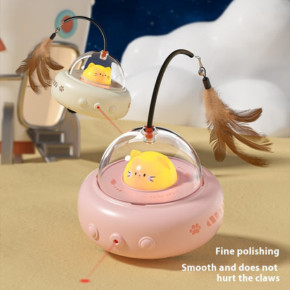 CareHaven Petcartsupply™ interactive electric cat toy with colorful spinning parts and a sleek design for engaging feline play.