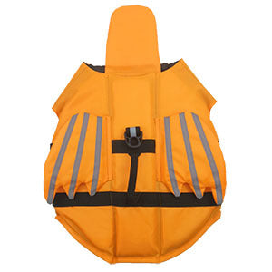 Reflective CareHaven dog life jacket with adjustable straps and safety handle, designed for pet swimming and safety.