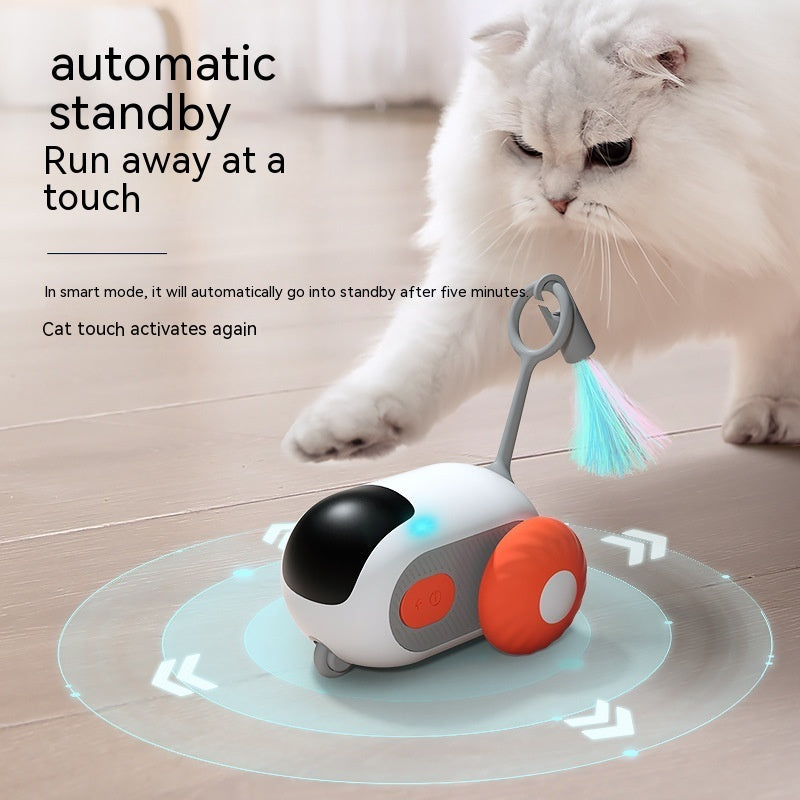 CareHaven remote-controlled cat car toy with colorful design, featuring a sleek, interactive chase vehicle for feline play.