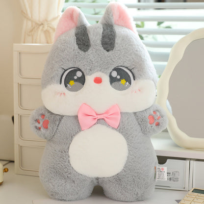 Soft plush cat pillow toy by CareHaven, designed for cats to cuddle and play with, featuring a cozy, plush exterior and adorable appearance.