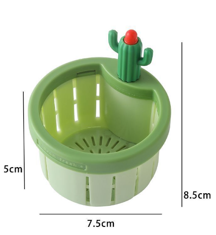 Cactus-shaped kitchen sink strainer by Petcartsupply.store, designed to catch debris and prevent clogs in the sink.