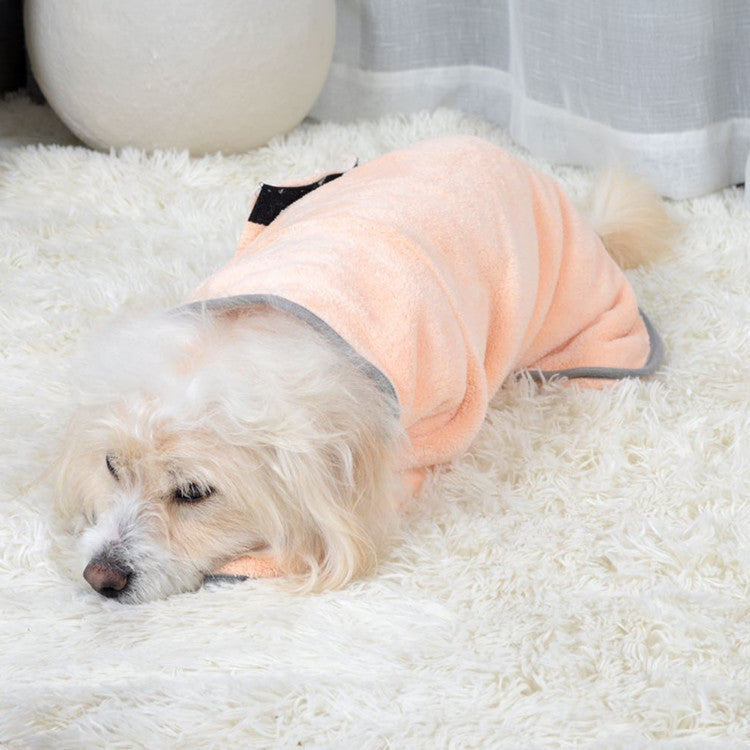 CareHaven microfiber pet bath towel draped over a dog, showing quick-dry, soft microfiber material for dogs and cats.
