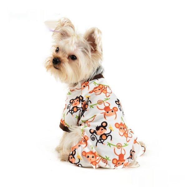 Cute printed four-legged pet clothing from CareHaven, featuring colorful patterns and comfortable fit for small pets.