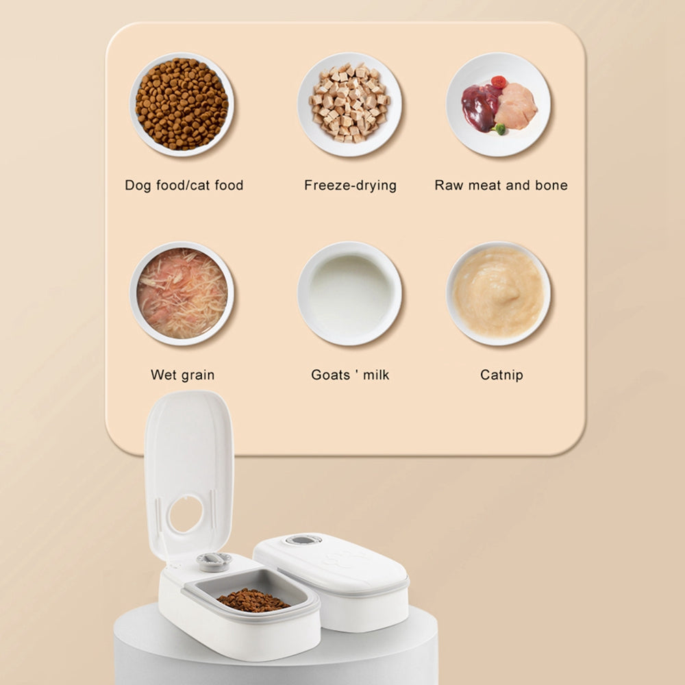 CareHaven automatic pet feeder and water dispenser for dogs and cats, with food and water bowls and digital display.