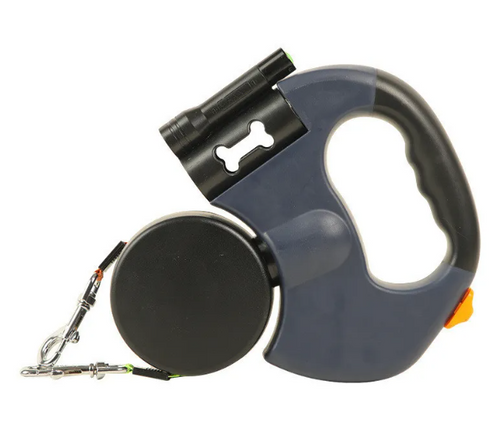 Auto double dog leash from Petcartsupply.store showing a durable black leash with two adjustable clips for walking two dogs simultaneously.