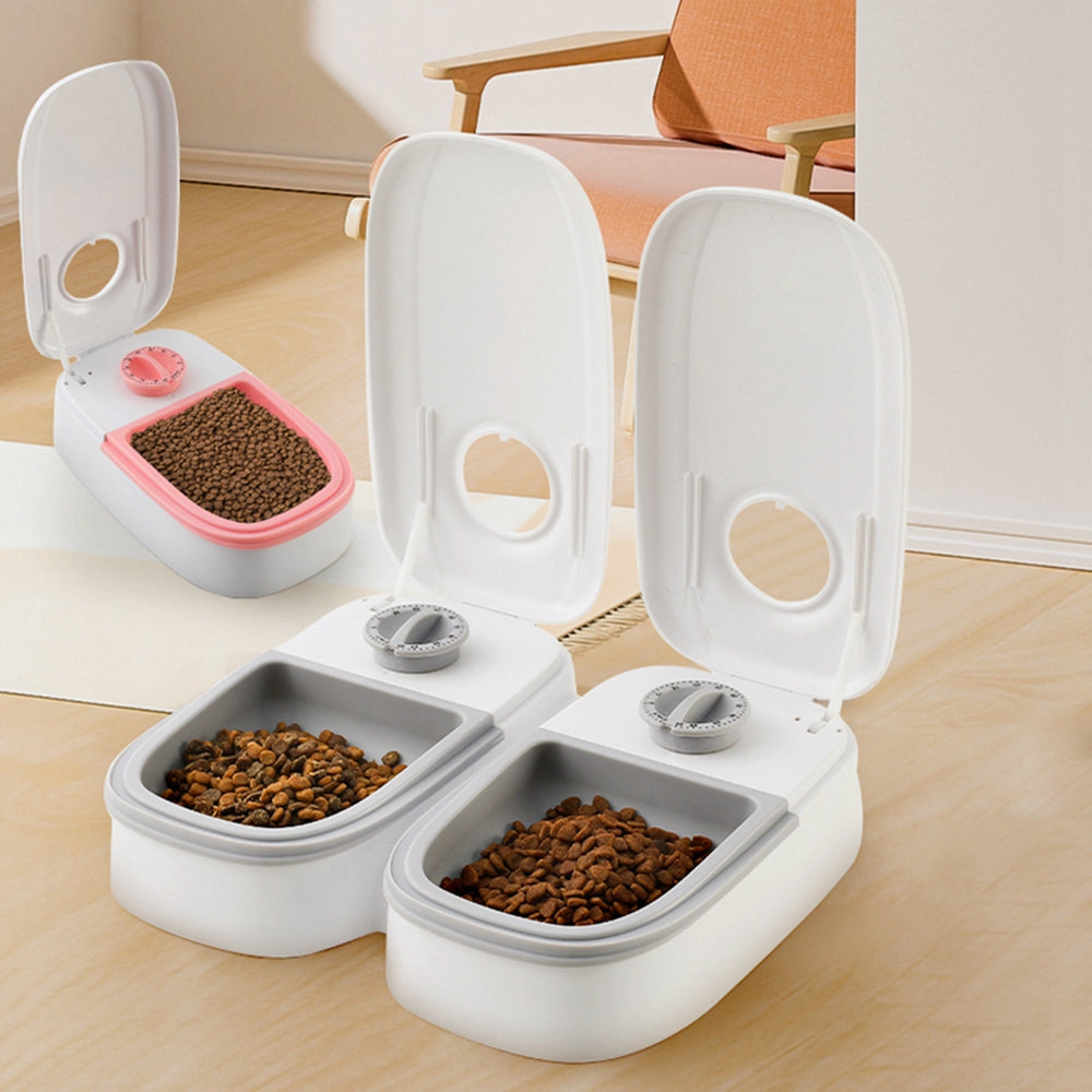 CareHaven automatic pet feeder and water dispenser for dogs and cats, with food and water containers in a modern design.