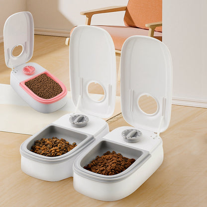 CareHaven automatic pet feeder and water dispenser for dogs and cats, with food and water containers in a modern design.