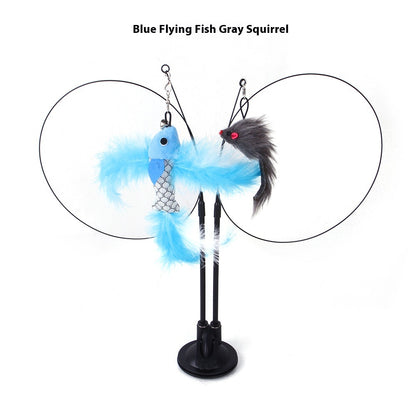 Interactive Petcartsupply™ suction cup cat teaser toy with colorful feathers and bright design for stimulating play.