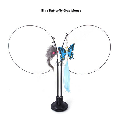 Interactive Petcartsupply™ suction cup cat teaser toy with colorful feathers and catnip for stimulating play and entertainment.