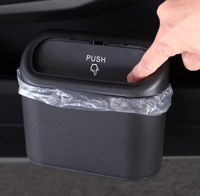 Folding Petcartsupply.store car trash can with lid, compact and portable for vehicle waste management and organization.
