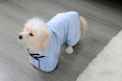 CareHaven microfiber pet bath towel draped over a dog and cat, quick-drying and soft for drying pets after bath or swim.