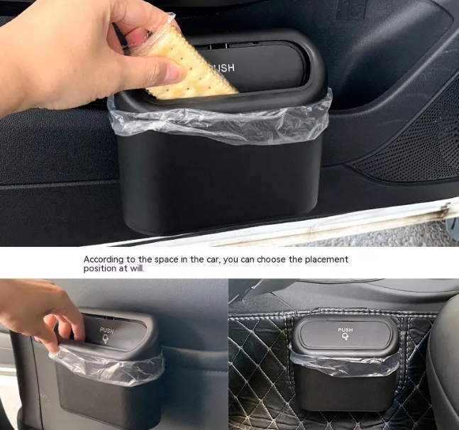 Folding Petcartsupply.store car trash can with lid, compact and portable for vehicle organization and waste disposal.