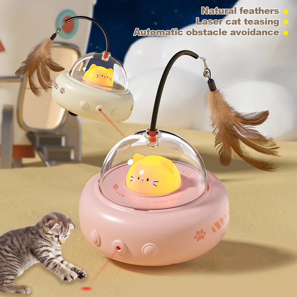 CareHaven Petcartsupply™ electric interactive cat toy with colorful spinning parts and a sleek design for engaging feline play.