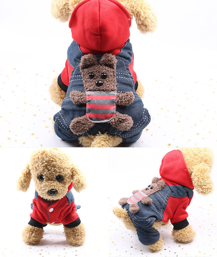 Cross-Border Pet Dog Clothes, Cat Autumn and Winter Four-Legged Cotton Coat, Cartoon Transformation Clothing, Cat Clothing, Dog Clothing Supplies