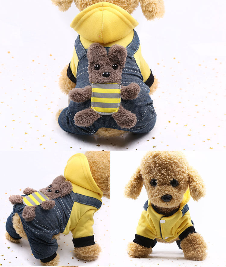 Cross-Border Pet Dog Clothes, Cat Autumn and Winter Four-Legged Cotton Coat, Cartoon Transformation Clothing, Cat Clothing, Dog Clothing Supplies