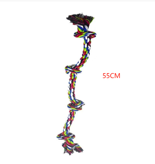 CareHaven Rope Knot Dog Toy for tug and fetch, showing a durable twisted cotton rope with knots designed for dogs to chew and play.