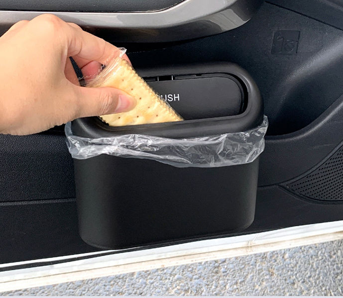 Foldable Petcartsupply.store car trash can with lid and handle, compact and portable for vehicle organization and waste disposal.
