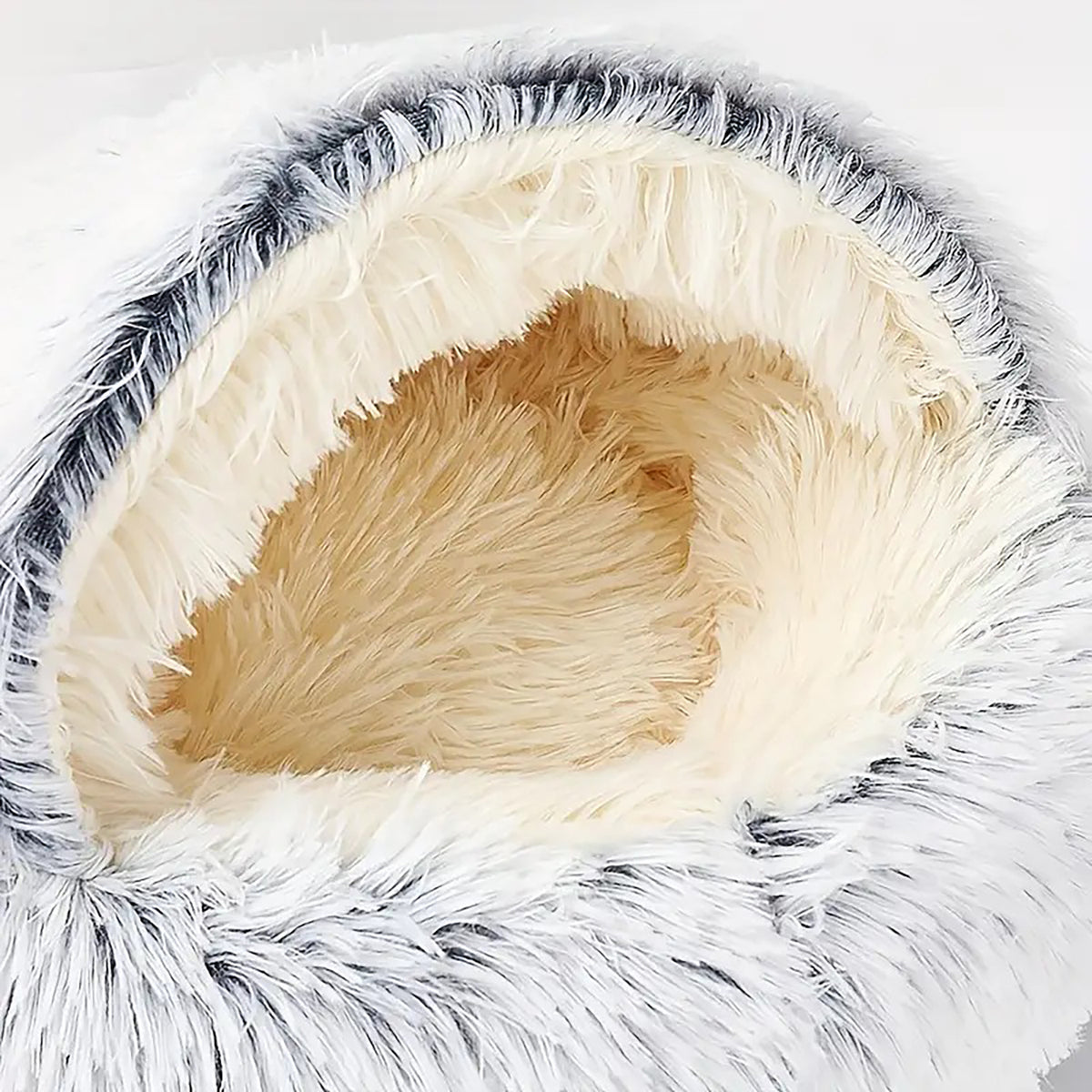 CareHaven plush donut cat bed with cozy cave design, perfect for cats and small dogs to rest comfortably.