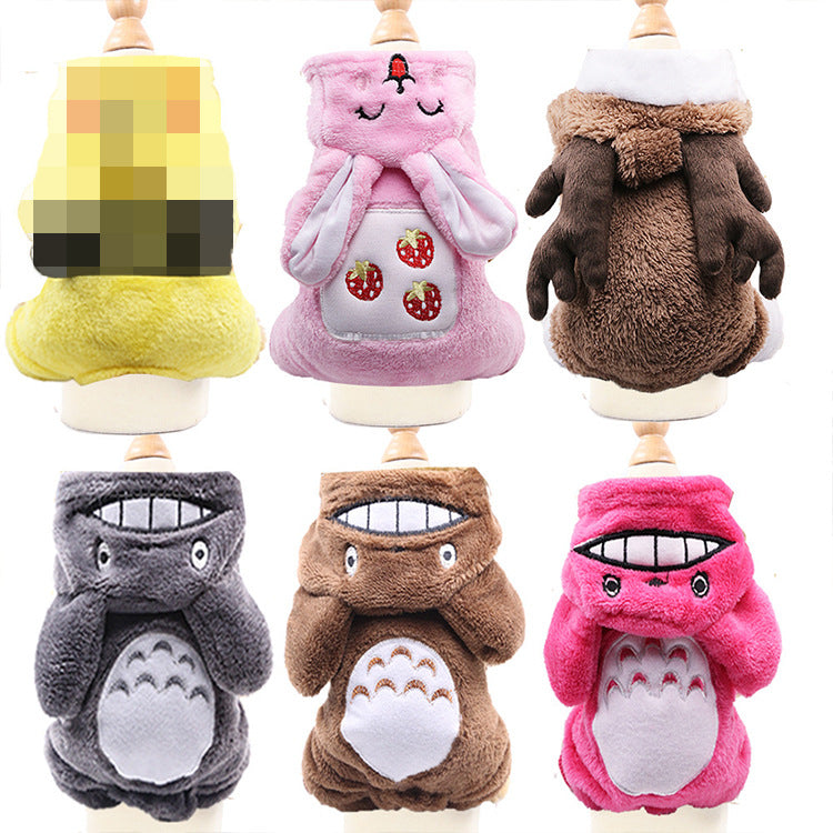 Cross-Border Pet Dog Clothes, Cat Autumn and Winter Four-Legged Cotton Coat, Cartoon Transformation Clothing, Cat Clothing, Dog Clothing Supplies