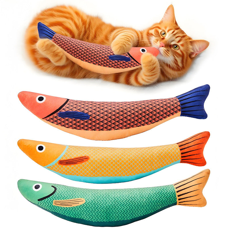 Cat Toy Fish Simulation Mint Self-Entertainment Boredom Relief Chew-Resistant Teasing Cat Stick Kitten Pet Supplies