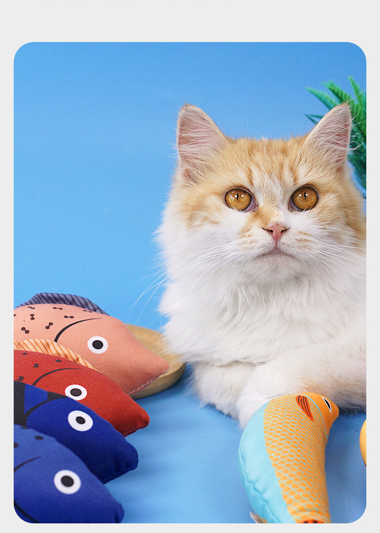 Cat Toy Fish Simulation Mint Self-Entertainment Boredom Relief Chew-Resistant Teasing Cat Stick Kitten Pet Supplies