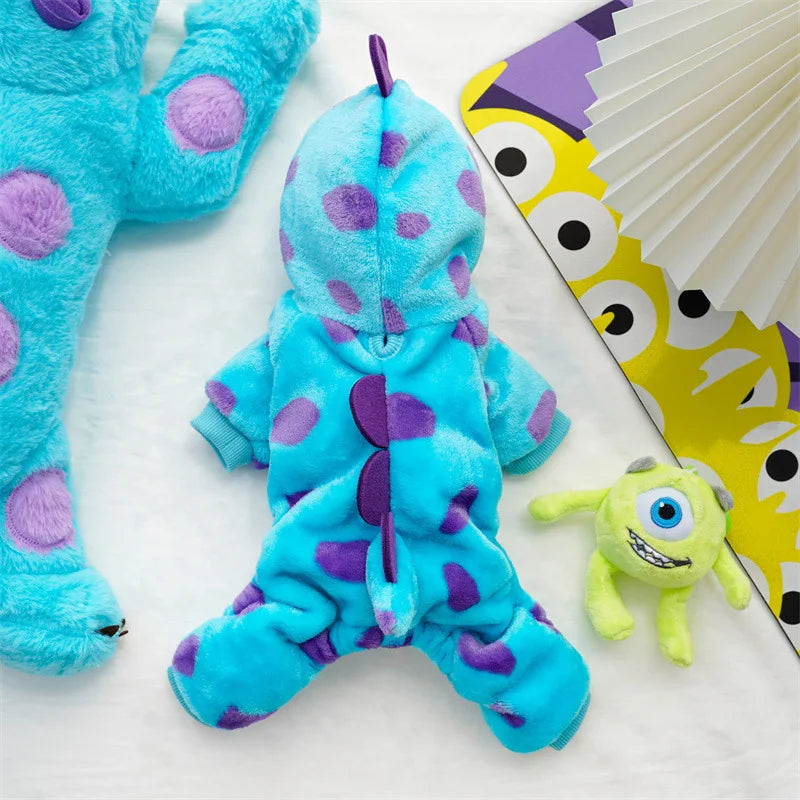 Cozy Fleece Pet Hoodie - Cute Dinosaur Costume for Small Dogs & Cats, Hand-Washable, Perfect for Fall/Winter