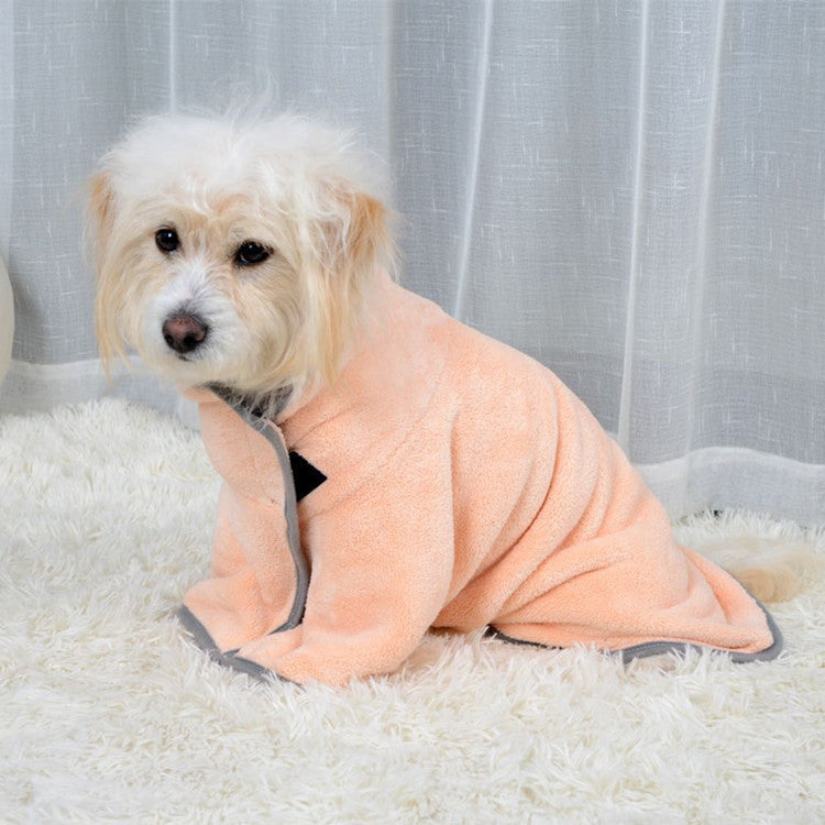 CareHaven microfiber pet bath towel for dogs and cats, quick-drying and soft, shown draped over a pet ready for drying.