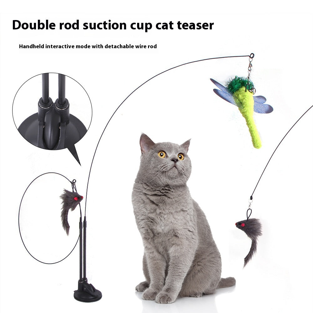 Colorful Cat Sucker Teaser Toy by Petcartsupply.store with feather and wand for feline play and stimulation