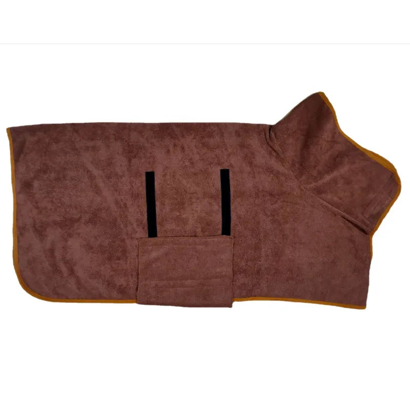 Petcartsupply.pet bathrobe fast drying towel, soft and absorbent for quick drying after baths, shown draped on a pet.