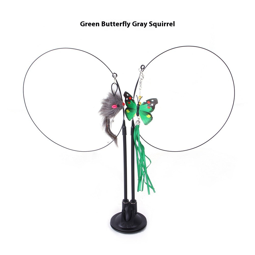 Colorful Cat Sucker Teaser Toy by Petcartsupply.store with feathers and strings for interactive feline play