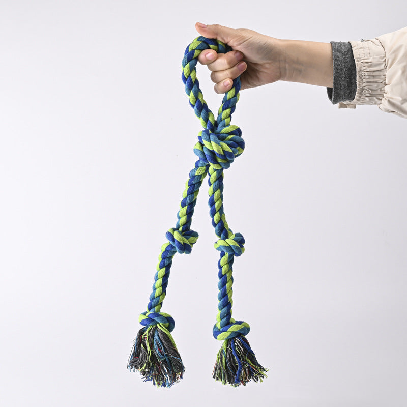 CareHaven Rope Knot Dog Toy for tug and fetch, featuring durable braided rope ideal for active dogs to chew and play.