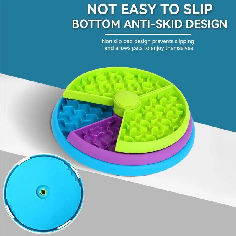 CareHaven slow feeder puzzle bowl for dogs and cats, with a colorful, multi-compartment design to promote healthy eating and mental stimulation.