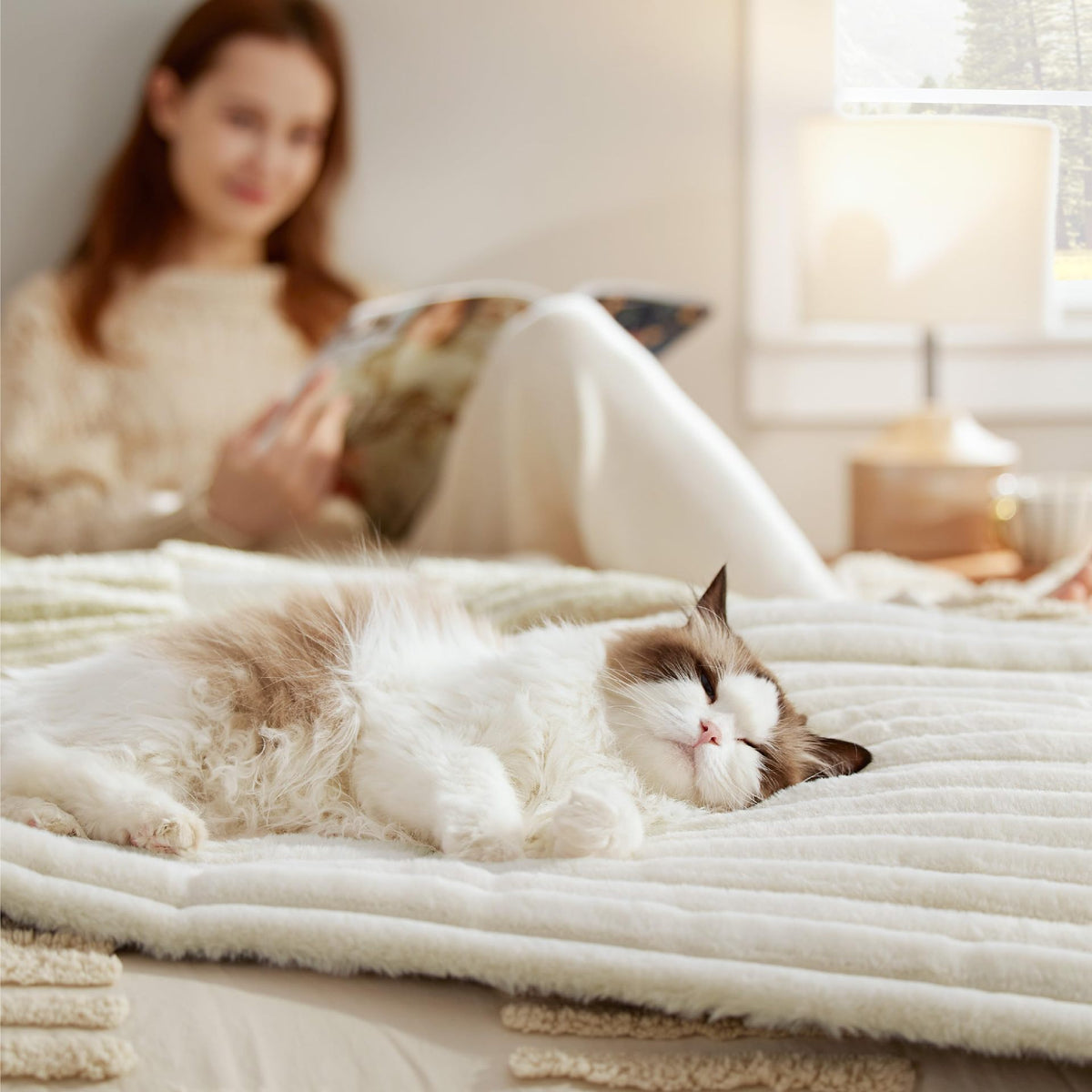 Self-warming fleece pet mat for dogs and cats by CareHaven, cozy and comfortable bed with thermal insulation for pets.