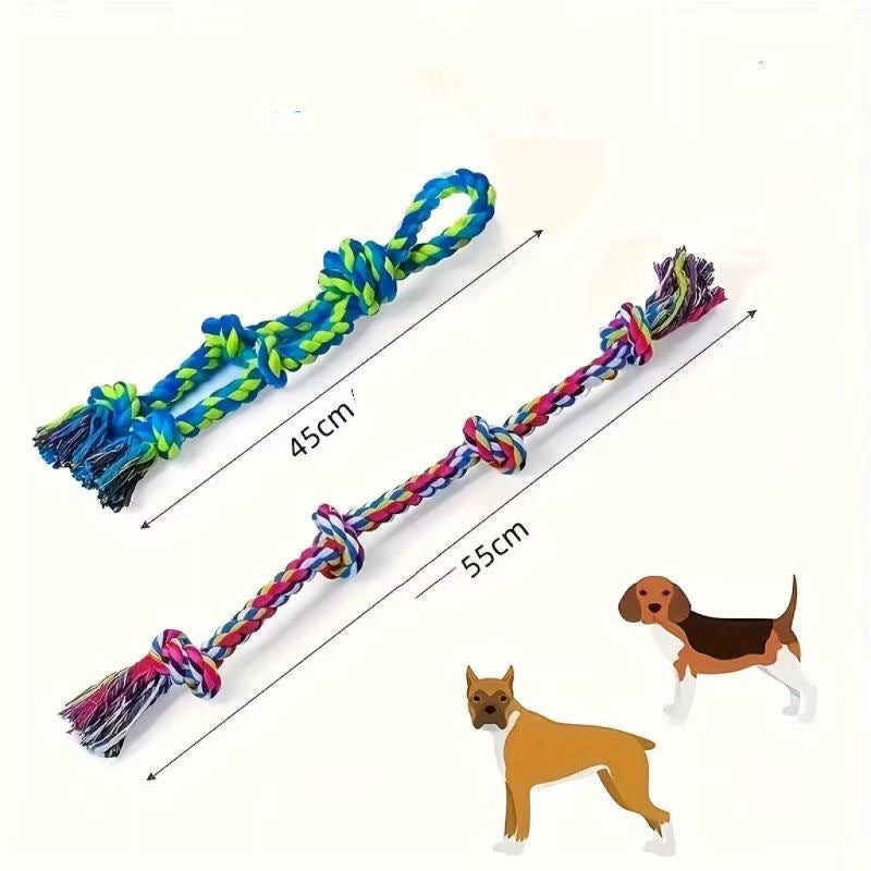 CareHaven Rope Knot Dog Toy for tug and fetch, showing a durable cotton rope with a knotted design for dogs to chew and play.