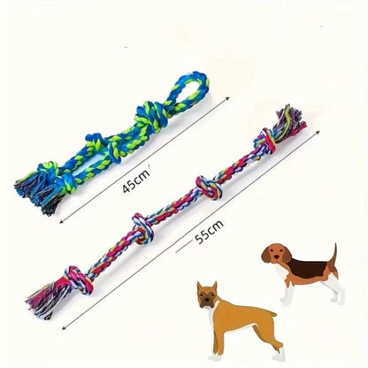 CareHaven Rope Knot Dog Toy for tug and fetch, showing a durable cotton rope with a knotted design for dogs to chew and play.