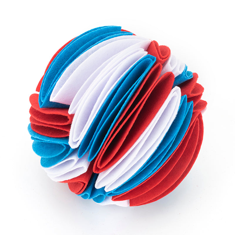 Foldable dog snuffle ball for IQ training games, made by Petcartsupply.store, designed to engage and challenge dogs.