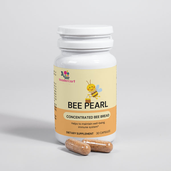 CareHaven Bee Pearl Capsules for natural immunity, energy, and skin health support, featuring a bottle of supplement capsules.