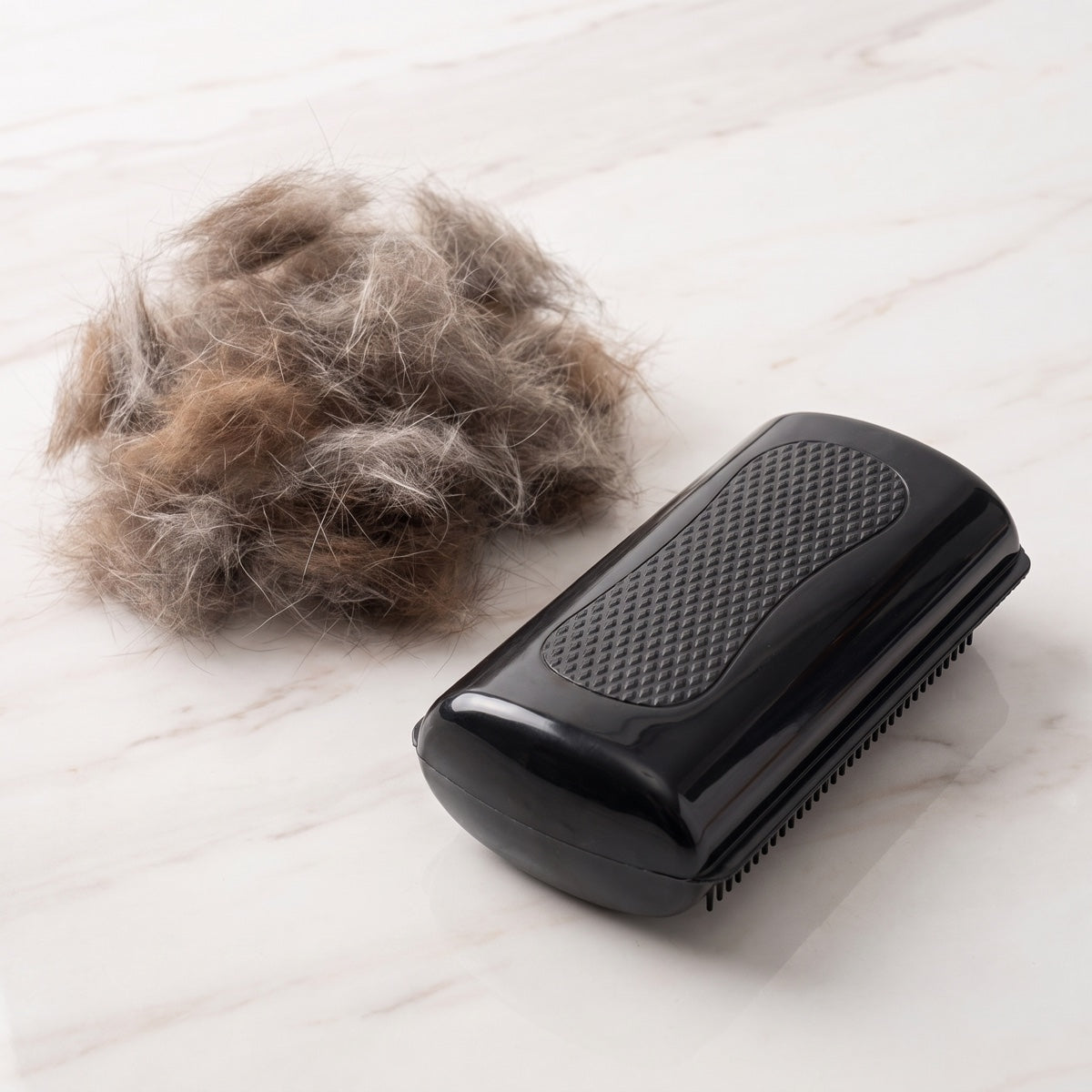 Pet grooming comb by Petcartsupply.store, showing a close-up of the comb with fine and wide teeth for pet fur grooming.