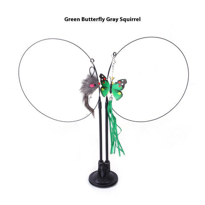 Interactive Petcartsupply™ suction cup cat teaser toy with colorful feathers and moving parts for engaging feline play.