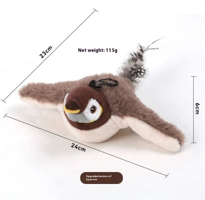 Flapping bird cat toy from Petcartsupply.store featuring colorful feathers and a playful design to entertain cats.