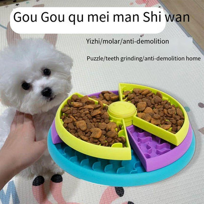 CareHaven slow feeder puzzle bowl for dogs and cats, with interactive food maze to promote slow eating and mental stimulation.